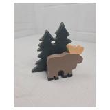 Wooden Moose and Pine Trees napkin holder