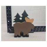 Wooden Moose and Pine Trees napkin holder