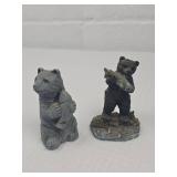Cast Iron Black Bear Figurines Set