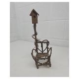 Handcrafted Rustic Twig Birdhouse with Bench