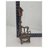 Handcrafted Rustic Twig Birdhouse with Bench