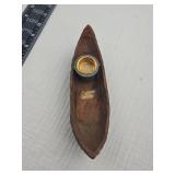 Wooden Boat-Shaped Candle Holder