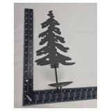 Metal Pine Tree Silhouette wall candle hold set of two