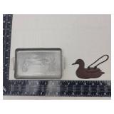 Duck Decor Set - Metal Wall Art and Tray