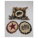 Rustic Woodland Coaster Set with Plaid Holder