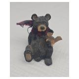 Black Bear with Red Scarf Figurine