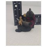 Black Bear with Red Scarf Figurine