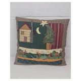 Rustic Cabin and Deer Scene Decorative Pillow