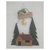 Rustic Cabin Welcome Sign with Pine Trees