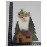 Rustic Cabin Welcome Sign with Pine Trees