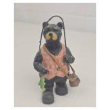 Hand-carved Black Bear Fishing Figurine