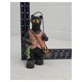Hand-carved Black Bear Fishing Figurine