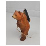 Hand Carved Wooden Bear with Fish