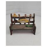 Folk Art Fishing Bench Display