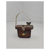 Miniature Wooden Fishing Basket Ornament