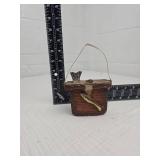 Miniature Wooden Fishing Basket Ornament