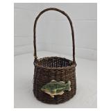 Decorative Wicker Basket with Bass Fish Accent