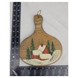 Hand-Painted Winter Cabin Cutting Board Ornament