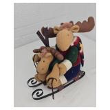 Holiday Moose Pair on Sleigh Decoration