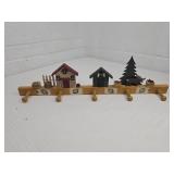 Wooden Winter Scene Coat Rack