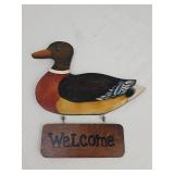 Hand-Painted Wooden Duck Welcome Sign