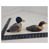 Wood Carved Mallard Duck and One Plush Duck