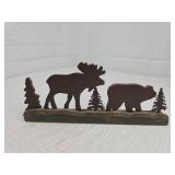 Wooden Moose and Bear Display