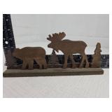 Wooden Moose and Bear Display