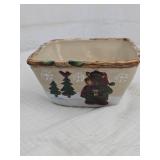 Handpainted Winter Scene Ceramic Bowl