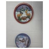 Hand Painted Winter Scene Decorative Wall Plates