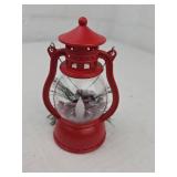 Red Holiday LED Lantern with Pine Accents