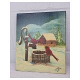 Winter Cardinal Folk Art Painting