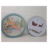 Christmas Santa and Reindeer Decorative Plate Set