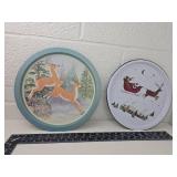 Christmas Santa and Reindeer Decorative Plate Set