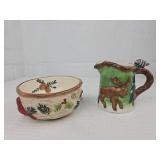 Sonoma Woodland Moose Holiday Creamer & Sugar Bowl Set