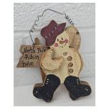 North Pole Fishing Hole Snowman Sign