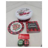 Buffalo Plaid Christmas Party Set with Red Truck Theme