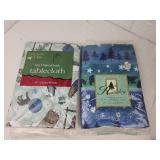 Holiday Time Winter Scene Round Tablecloth