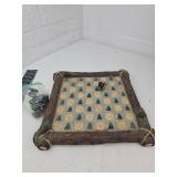 Rustic Wood Frame Checkers Board Game MISSING PIECES