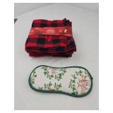 Holiday Buffalo Plaid Dish Cloths Set with Cleaning Pad