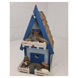 Decorative Blue and White Garden Birdhouse