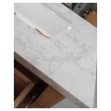 Doveton 60 in. Double Sink Freestanding Weathered Tan Bath Vanity with White Engineered Marble Top- Retail: $899