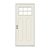 30 in. x 80 in. 6 Lite Craftsman Primed Steel Prehung Right-Hand Inswing Prehung Front Door