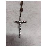 Traditional Catholic Wooden Rosary with Silver Crucifix