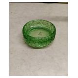 Avon Green Glass Bowl with Floral Pattern