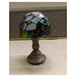 Stained Glass Table Lamp with Bronze Base