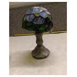 Stained Glass Table Lamp with Bronze Base