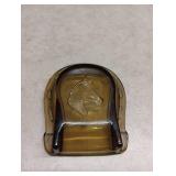 Amber Glass Horse Head Ashtray