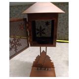 Winter Scene Metal Lantern with Pine Trees