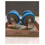Heavy Duty Blue Rubber Swivel Casters Set